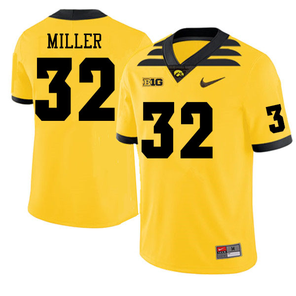 Men #32 Eli Miller Iowa Hawkeyes College Football Jerseys Sale-Gold